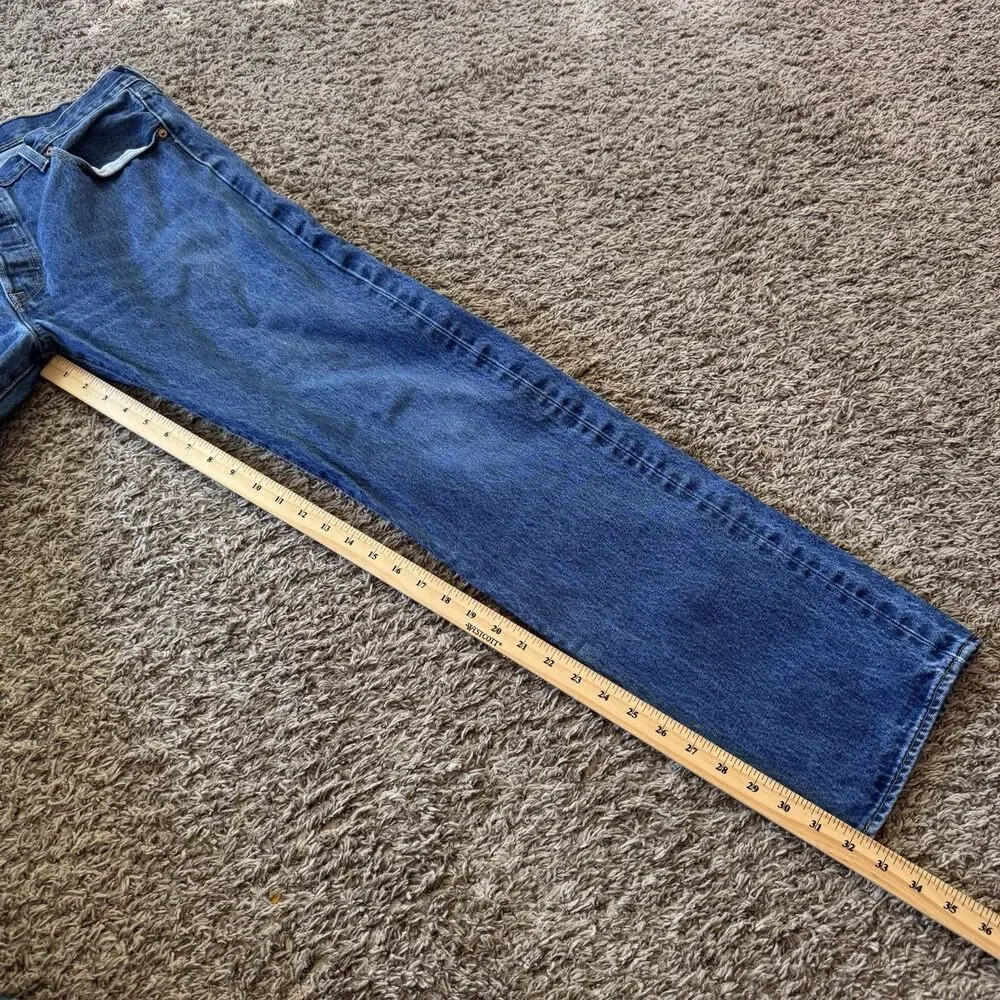 Levis 501 Jeans Mens 36x34 Blue Button Fly Denim Pants Classic Straight